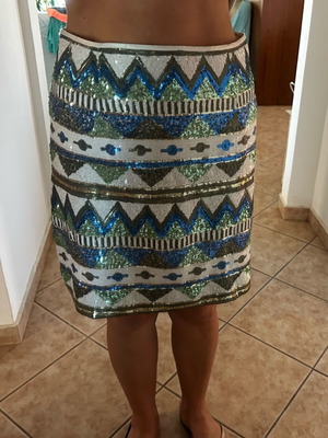Sequin skirt large, like new, gray and blue