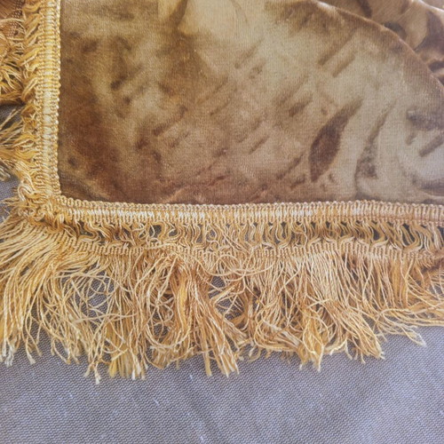 Vintage velvet tablecloth with fringes mustard like new