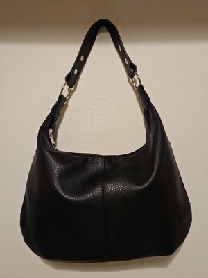Black Faux Leather Hobo Shoulder Bag New