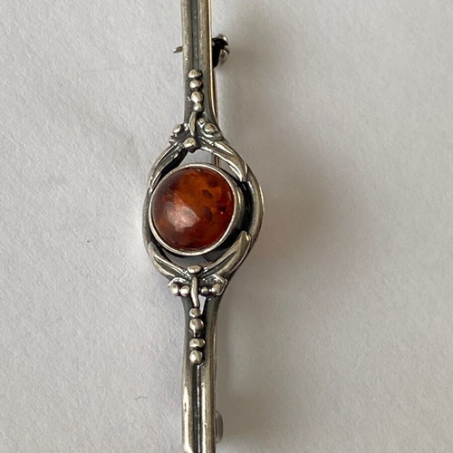 Vintage silver brooch with amber used, silver 925