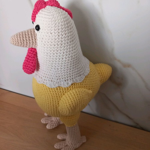 Handmade knitted chicken doll 35cm new
