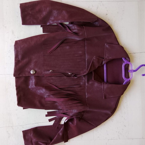 Burgundy short jacket with fringes, cowboy boho style