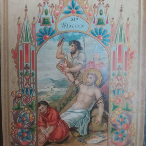 Old lithographs used from 1900 with Christ's stations in a booklet