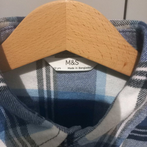 Marcs n Spencer checked cotton shirt 10 years like new, white and blue