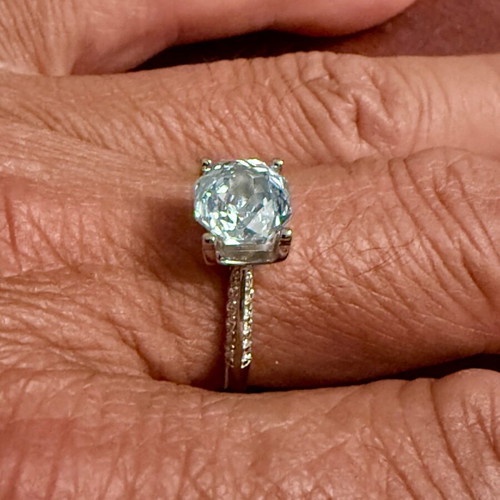 Canary Light Bule Solitaire Ring 925 Silver with Cubic Zirconia