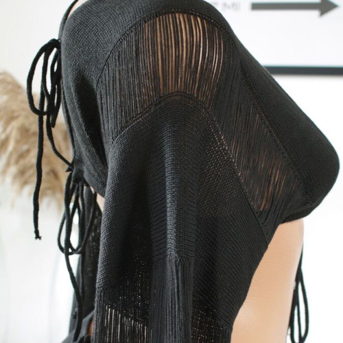 Beachwear open set new, black skirt and top