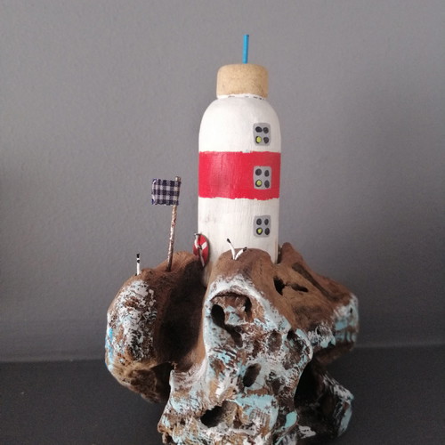 Shabby chic lighthouse made of driftwood new
