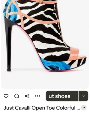Just Cavalli open toe boots like new, colorful, size 39