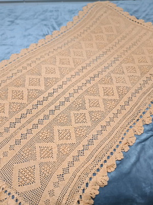 Vintage tablecloth like new, orange handmade 108x160