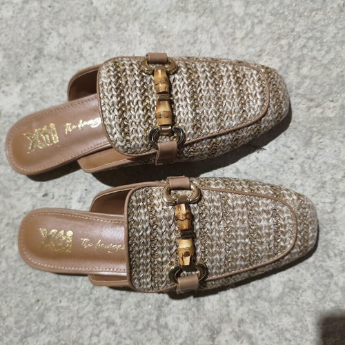 Xti Myles women's flat shoes size 38 new beige straw weave