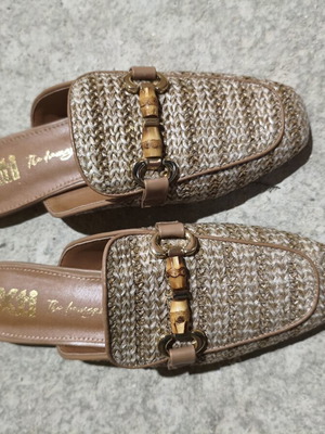 Xti Myles women's flat shoes size 38 new beige straw weave
