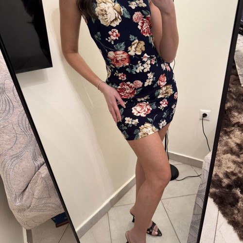 Mini floral dress size S, like new, black multicolor
