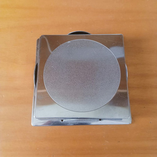 IKEA stainless steel coaster set with base, like new, 6 pieces