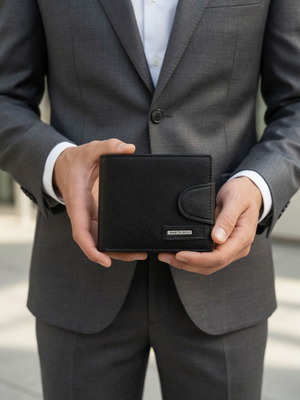 Men's BAG TO BAG leather wallet black new Masterpiece Organizer