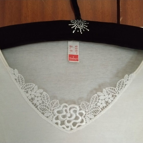 Triumph women's cotton shirt with lace, size 38, new, white