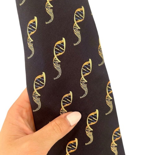 Silk tie with DNA pattern like new, blue