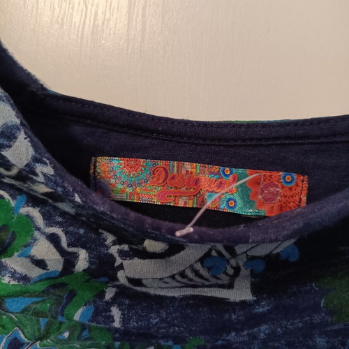 Desigual women's long-sleeve blouse like new, blue floral boho