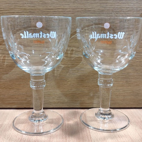 Westmalle Trappist beer set of two promotional stemmed glasses 330ml new
