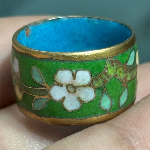 Vintage cloisonné ring used, weight 5.5 grams