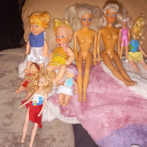 Retro dolls and babies used, lot from 80s and 90s