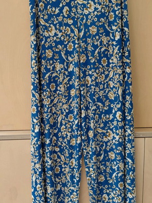 Celestino pants print check medium like new, blue and gold