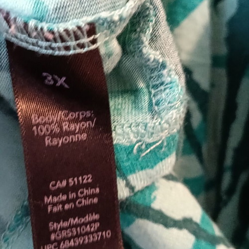 George plus size sleeveless top with cowl neck and abstract teal pattern, new