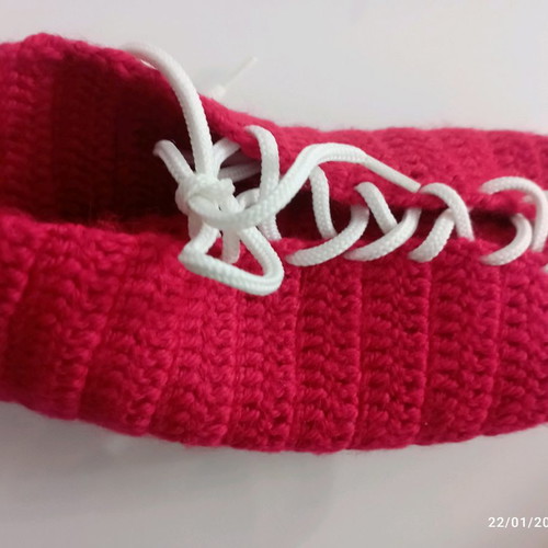 Handmade knitted socks red-white color, new