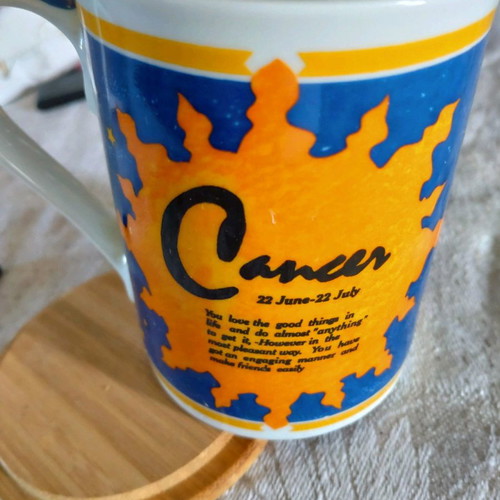 Vintage porcelain mug zodiac Cancer used