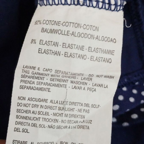 Children's blue polka dot cotton blend blouse and purple Benetton shorts set