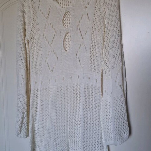 Knitted beach kaftan like new, white size M