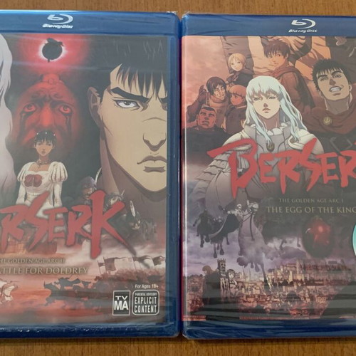 Berserk Vol#.1+Vol.#2 The Golden Age Arc I+II Blu-Ray new, sealed