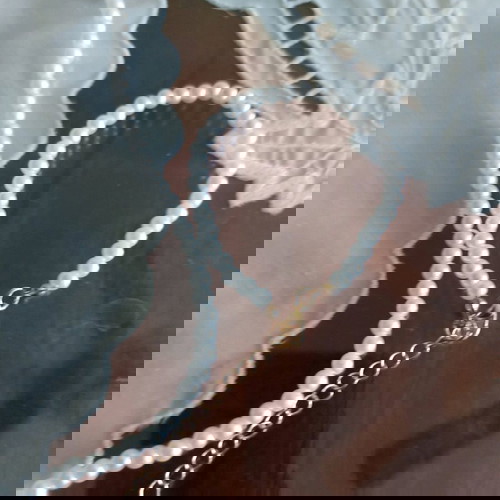 Перлен комплект от колие и гривна нов, бели изкуствени перли