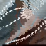 Перлен комплект от колие и гривна нов, бели изкуствени перли