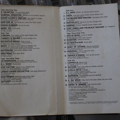 Music cassettes used, assorted songs, full pack