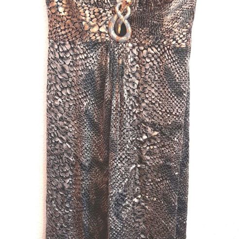 Gizia Maxi Dress Large with Swarovski buckle like new, brown-beige