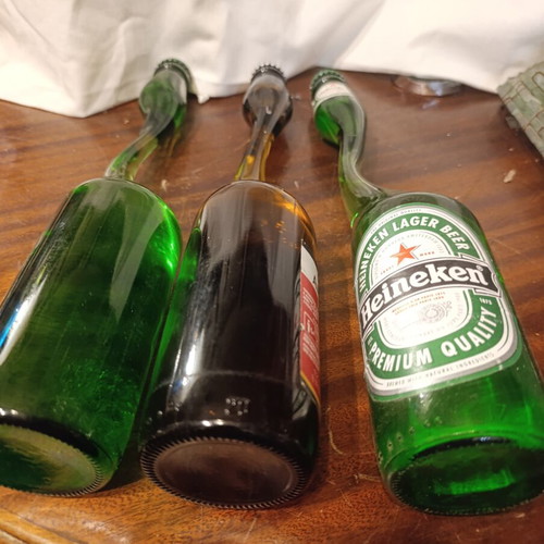 Collectible Twisted Neck Beer Bottles pack of 3 used, sealed