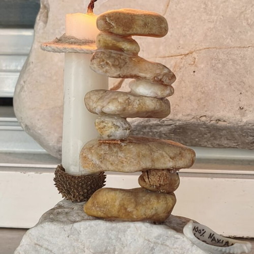 Stone and Candle decorative natural materials art new