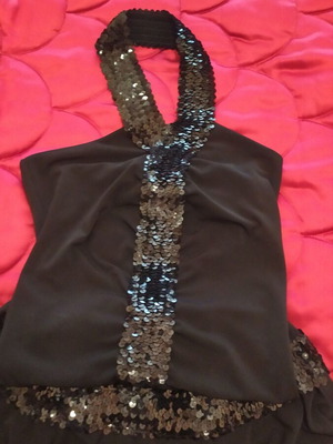 Evening dress like new, black, flared with halter neck