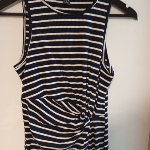 Shein striped navy blue and white midi dress, medium size