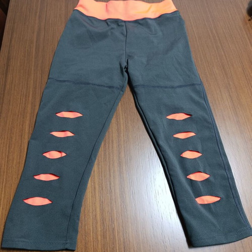 Women's 3/4 leggings anthracite with orange details used, size M