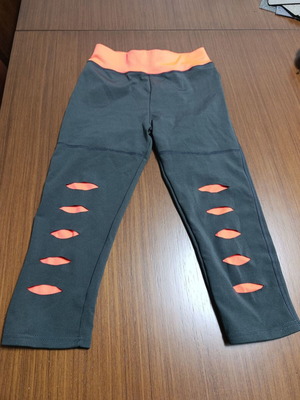 Women's 3/4 leggings anthracite with orange details used, size M