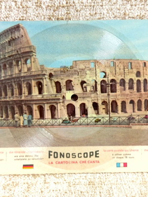 Fonoscope (Ρώμη, το Κολοσσαίο) καινούργια κάρτα παίζει σαν δίσκος 78 στροφών δεκαετίας 50