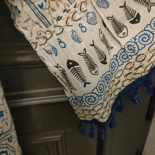 Beach Kaftan like new, colorful cotton with sea motifs