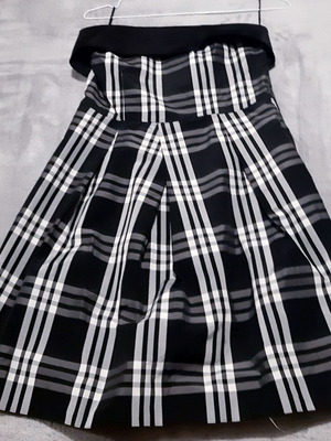Zara strapless cocktail dress large, new black and white taffeta