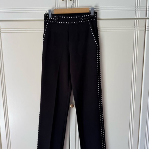 Vassia Kostara pants XS black like new with studs in straight fit