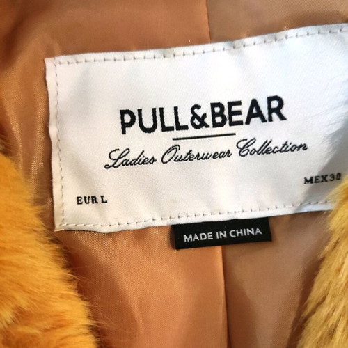 Pull & Bear yellow ecological faux fur jacket like new, size L