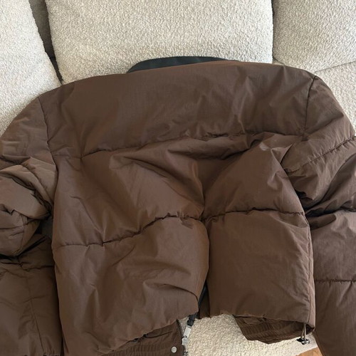 Zara brown jacket with black leather details like new, size M