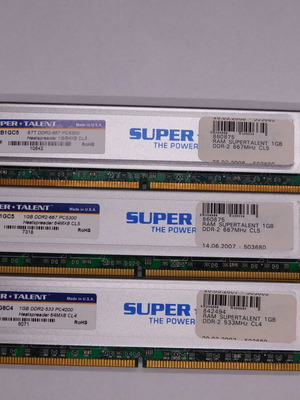 Super Talent 3GB DDR2 Desktop RAM πακέτο μεταχειρισμένο (3x 1GB DIMM)