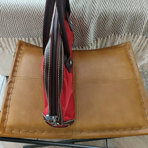 Lancel red crossbody bag like new with leather trims