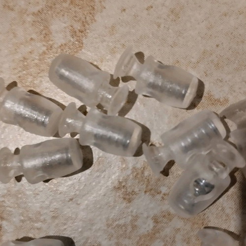 Plastic stopper for cords new, 30 transparent pieces